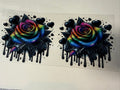 black dripping roses