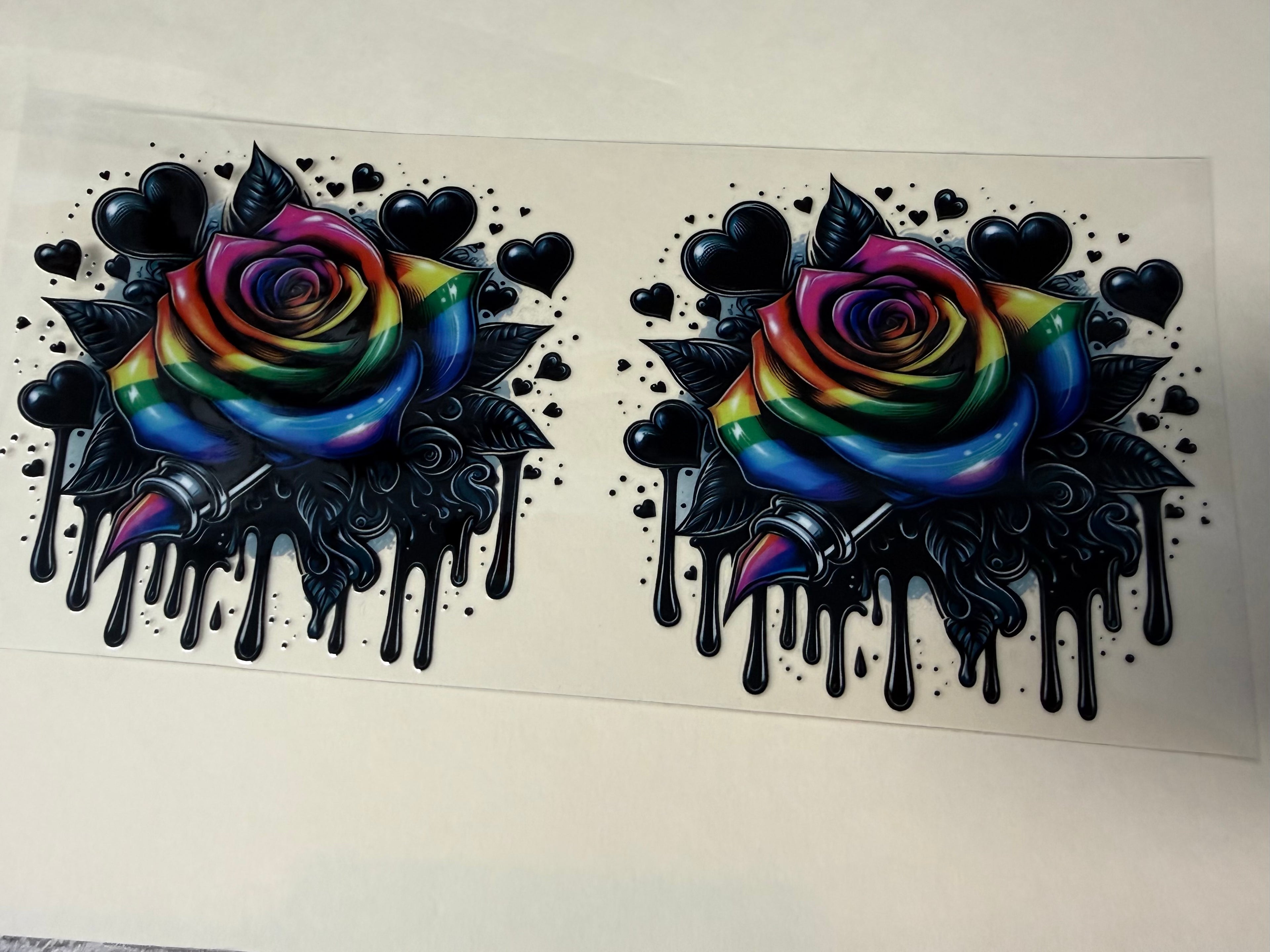 black dripping roses