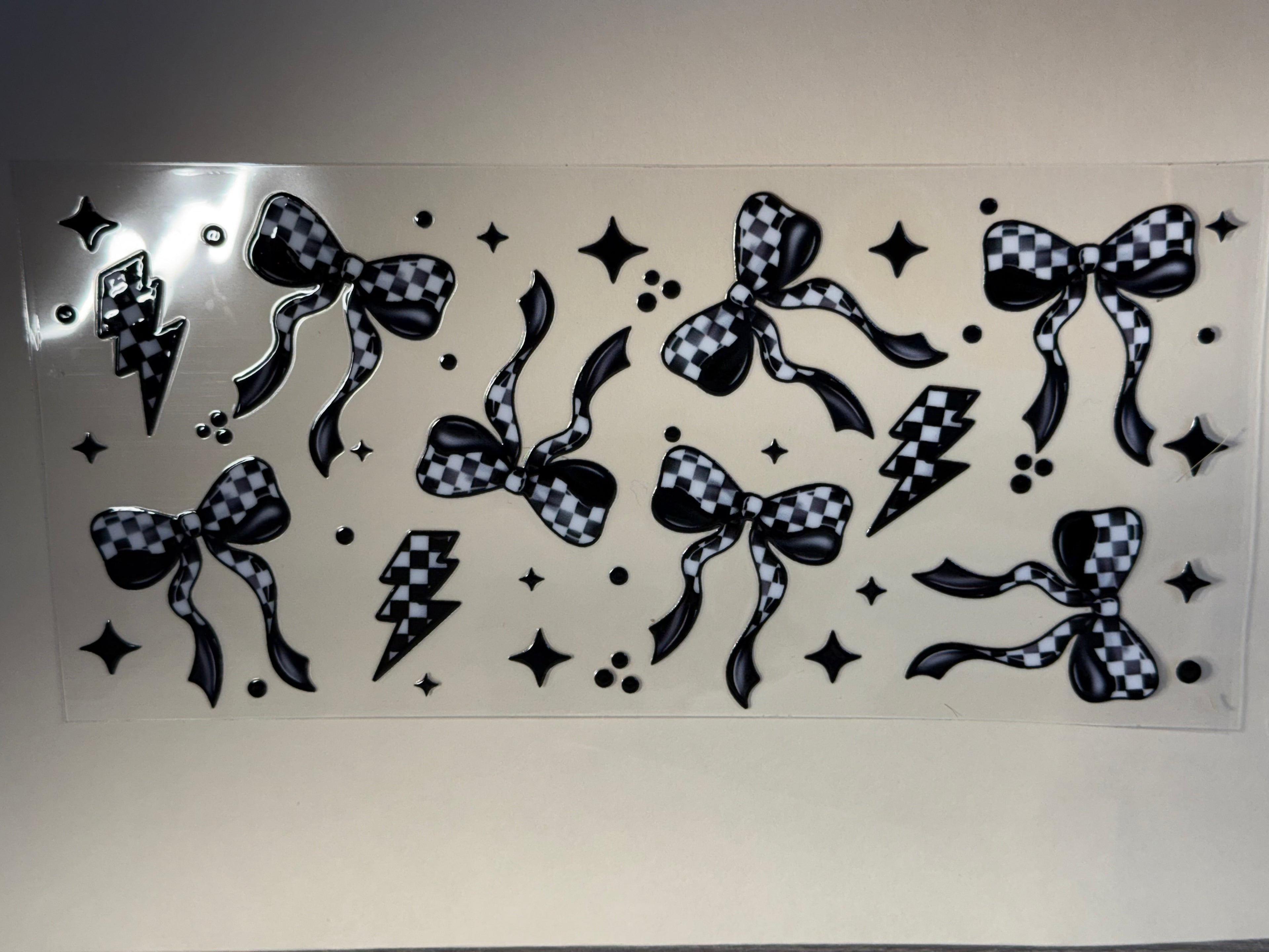 black checkered bows