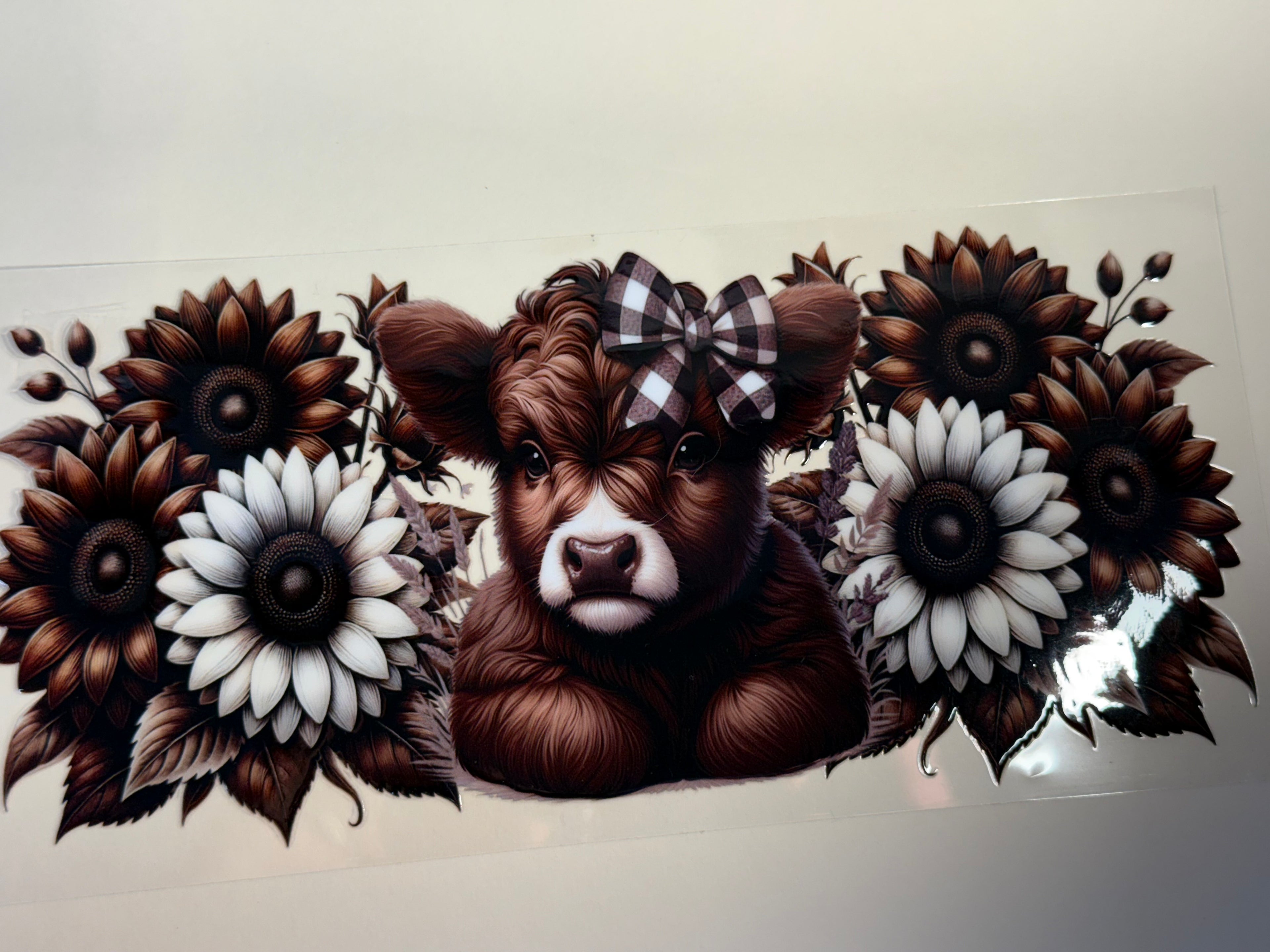 brown and white flower cow