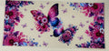 pink purple blue flowers and butterfly