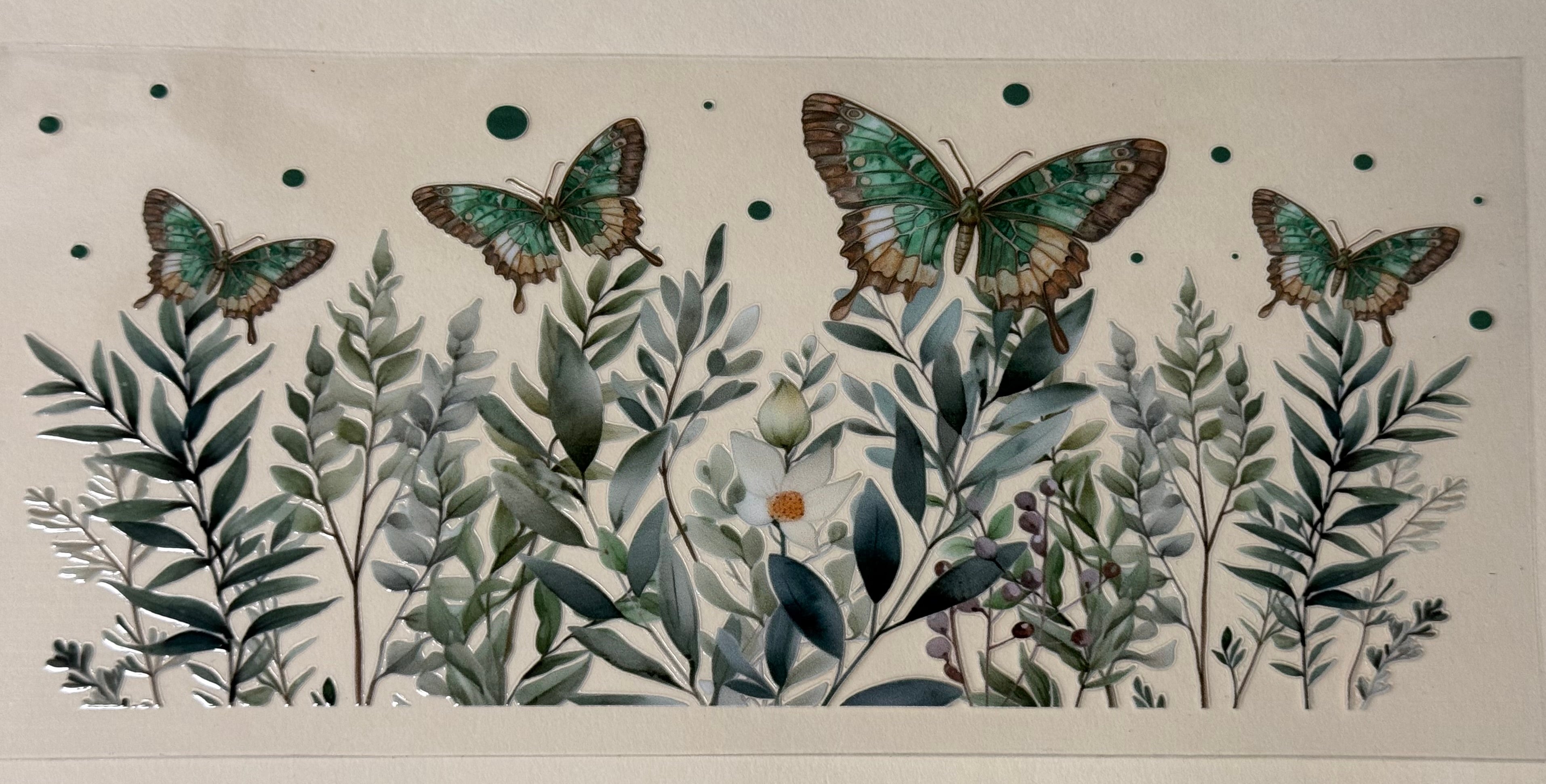 Green flower and butterfly