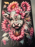 Pink Cow and Sunflower drip Journal