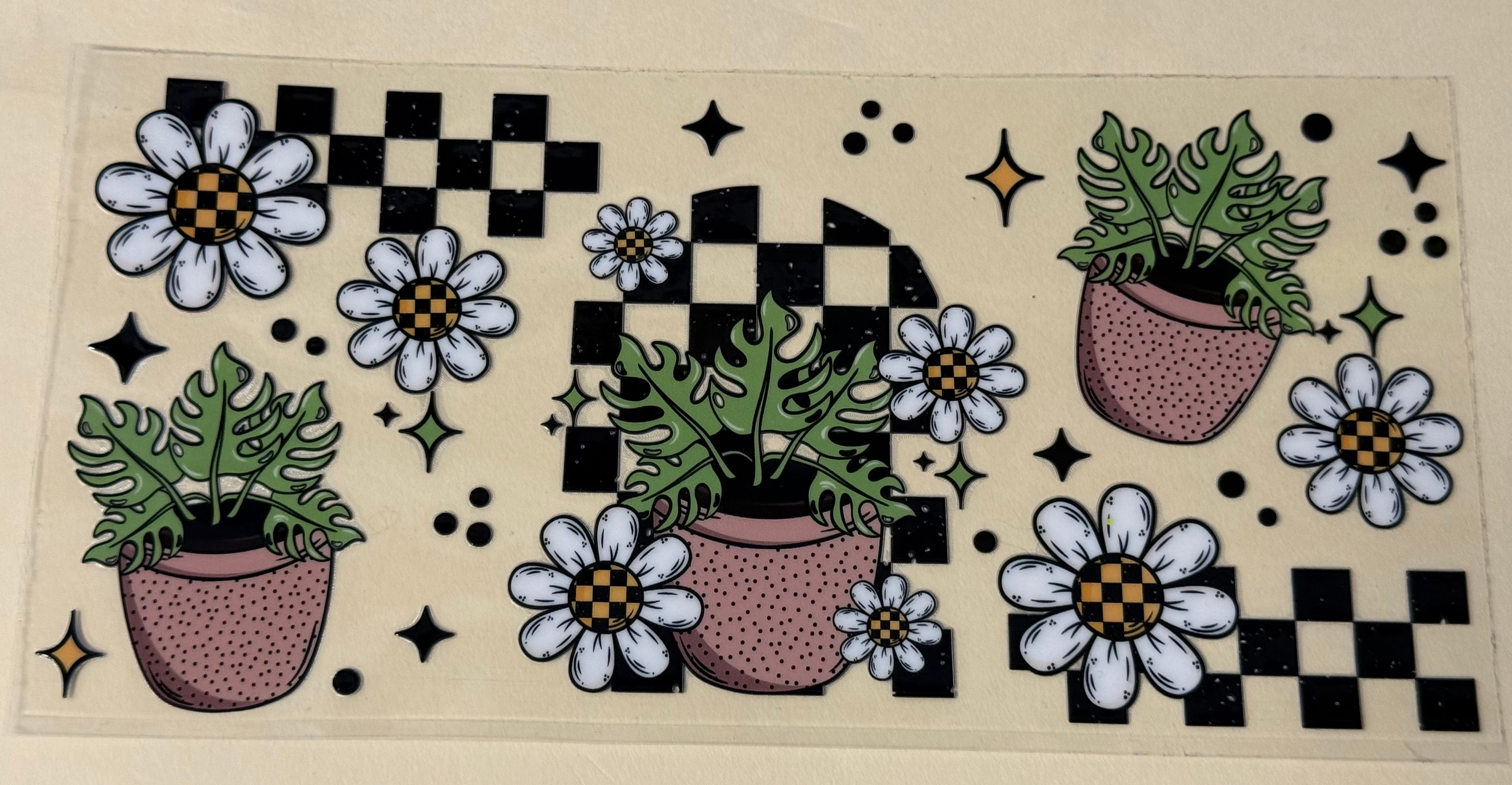 checked flowers