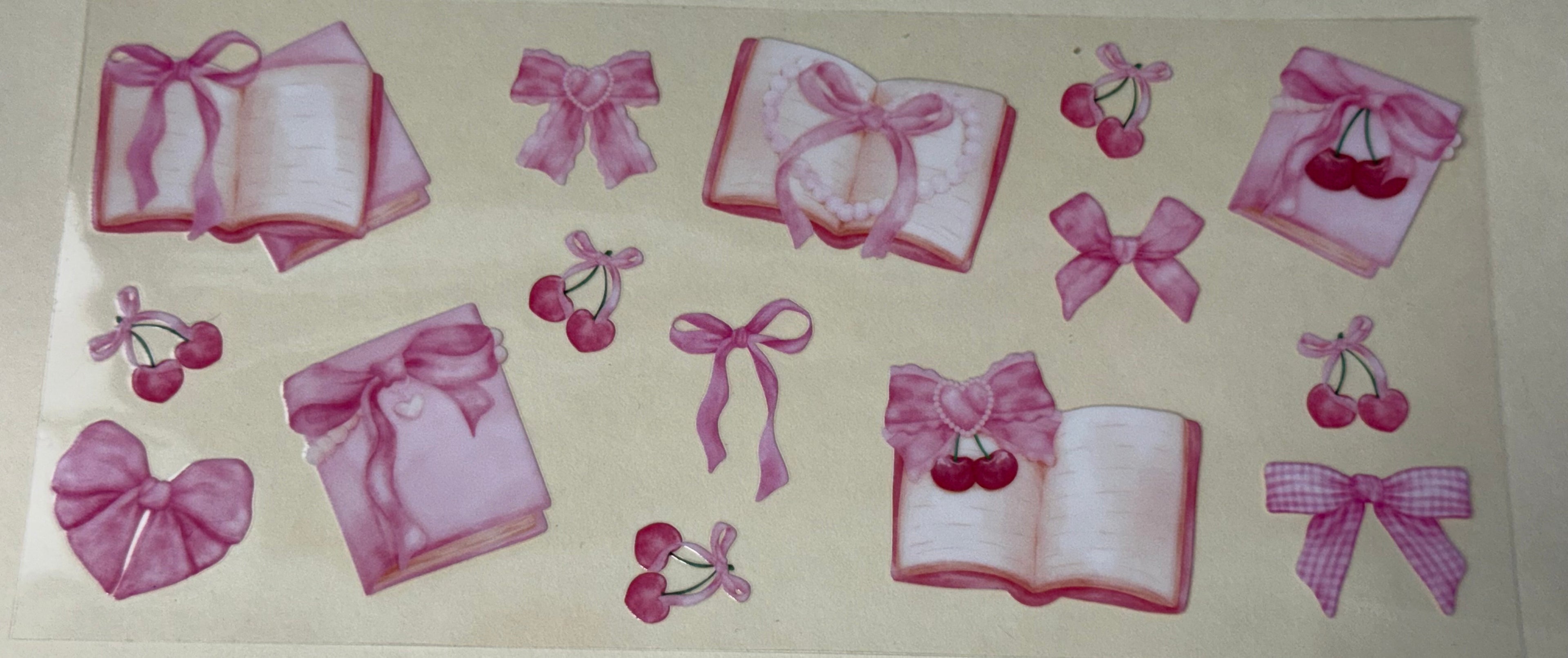 pink bows and book