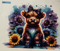 blue and purple cow