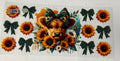 Teal cow with sunflower