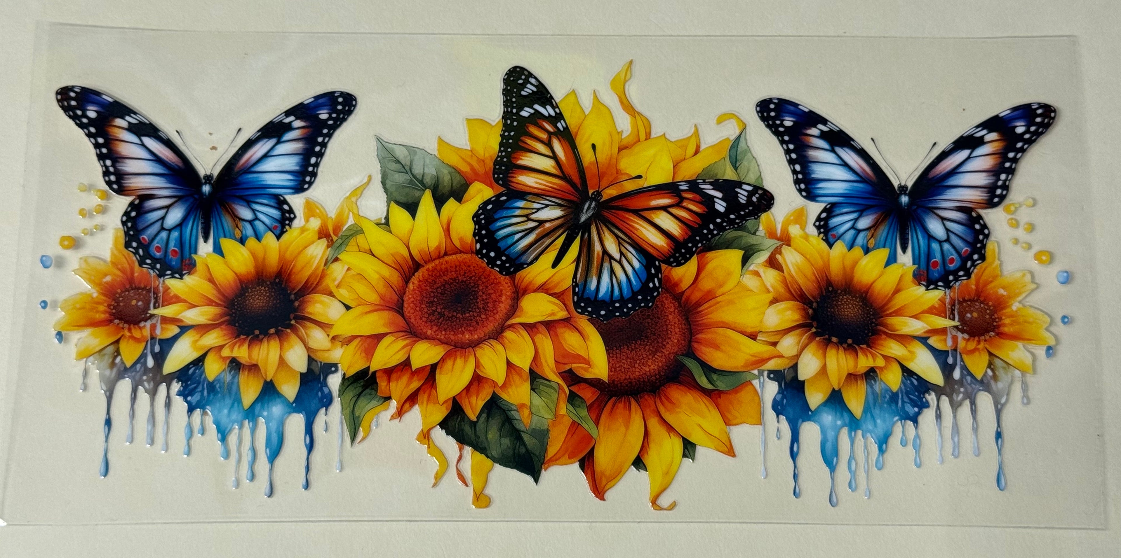 sunflower and blue butterfly