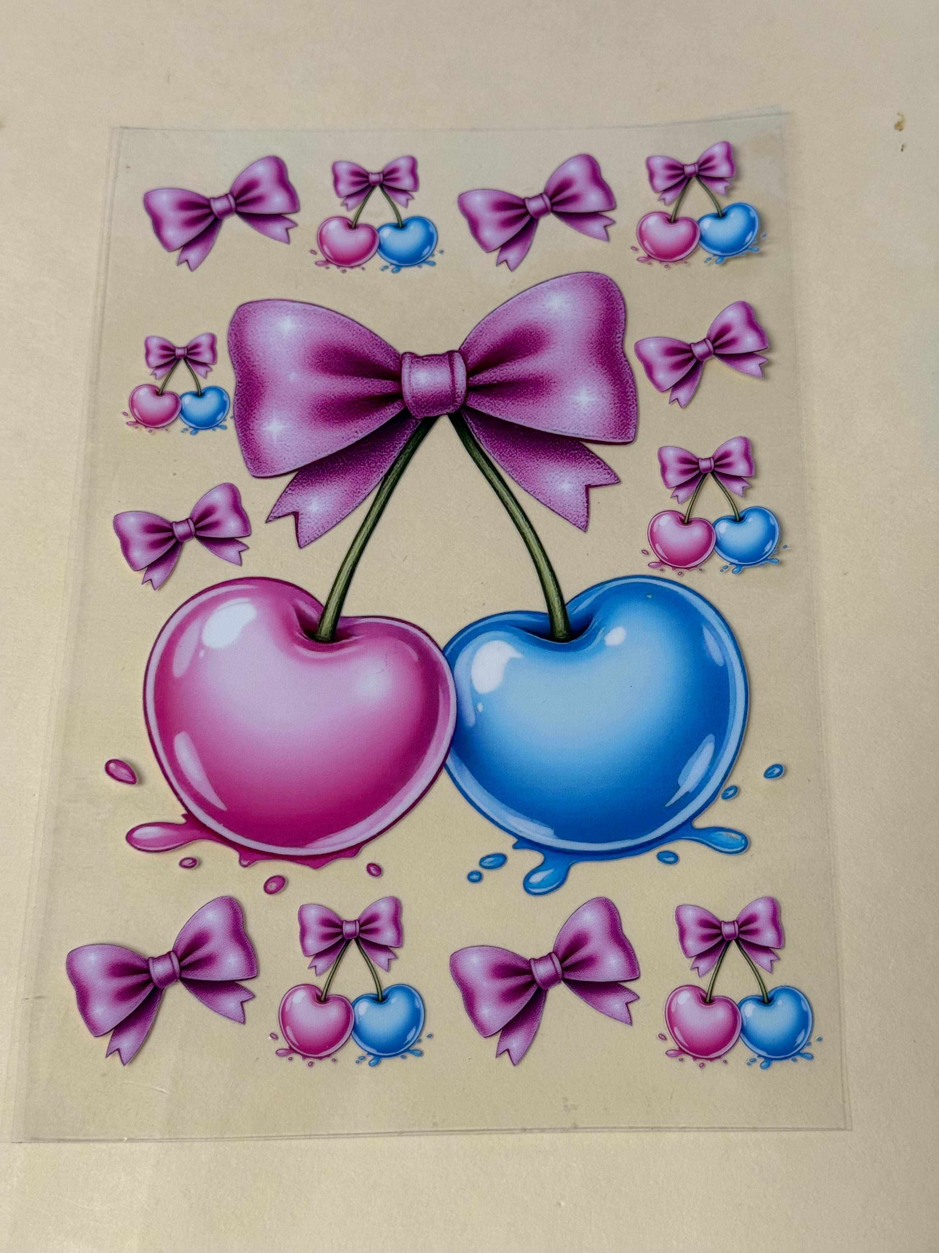 cherry pink and blue