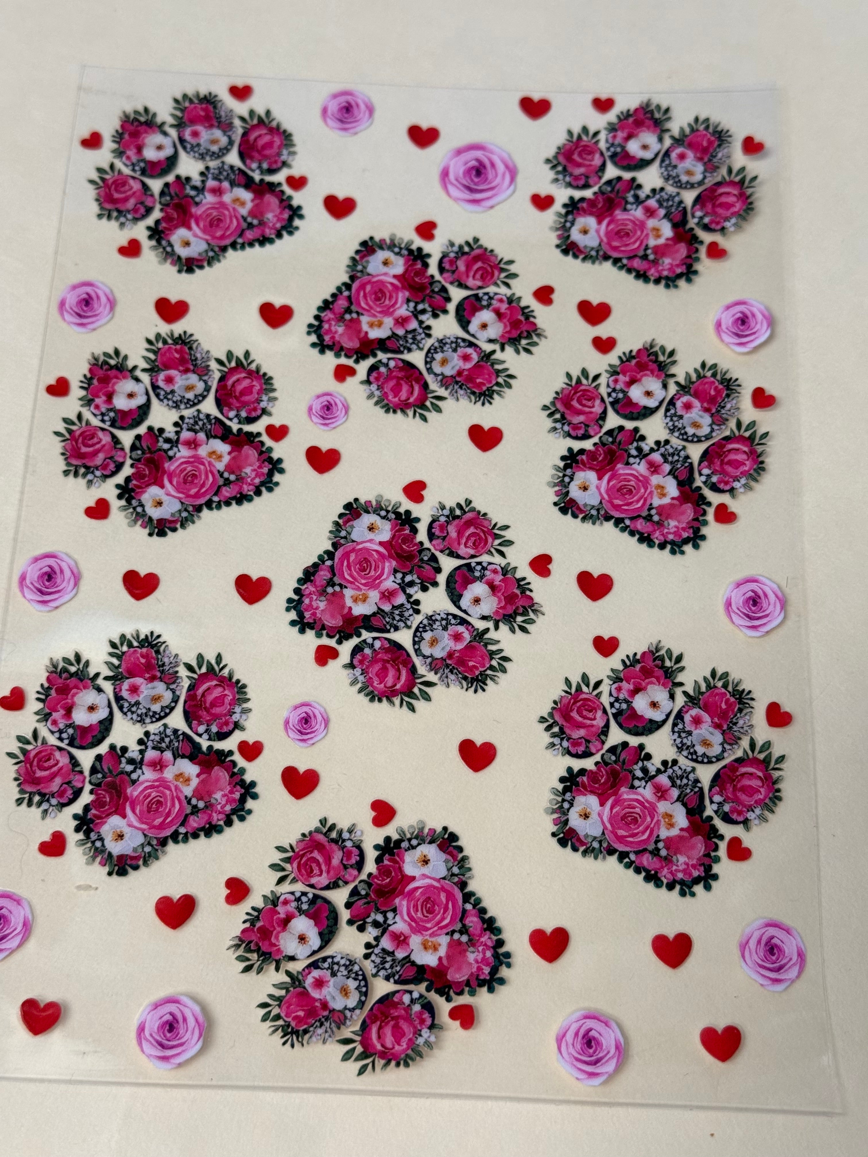 pink flower paw print