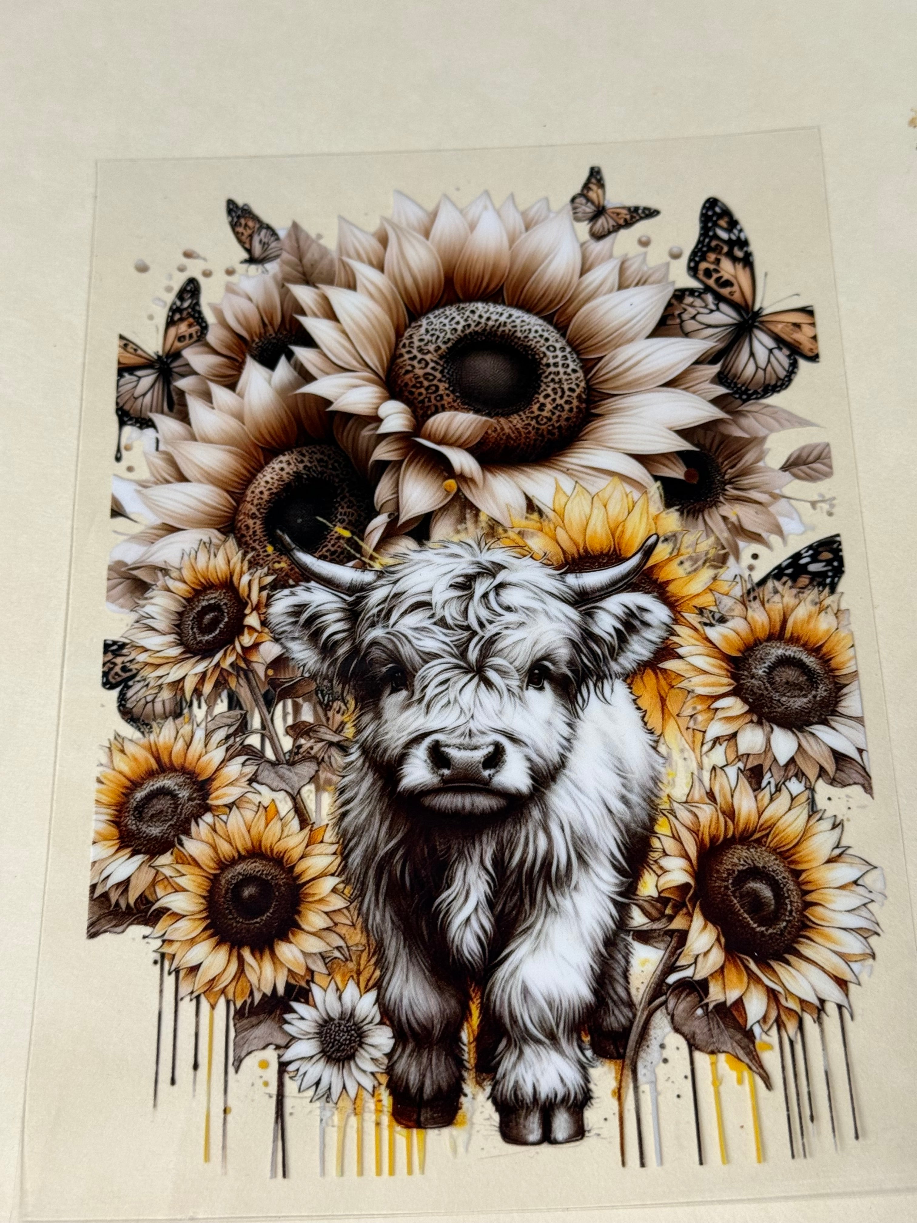 tan cow sunflower