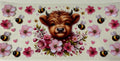 pink flowers with cow