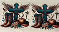 western boots hat and cross