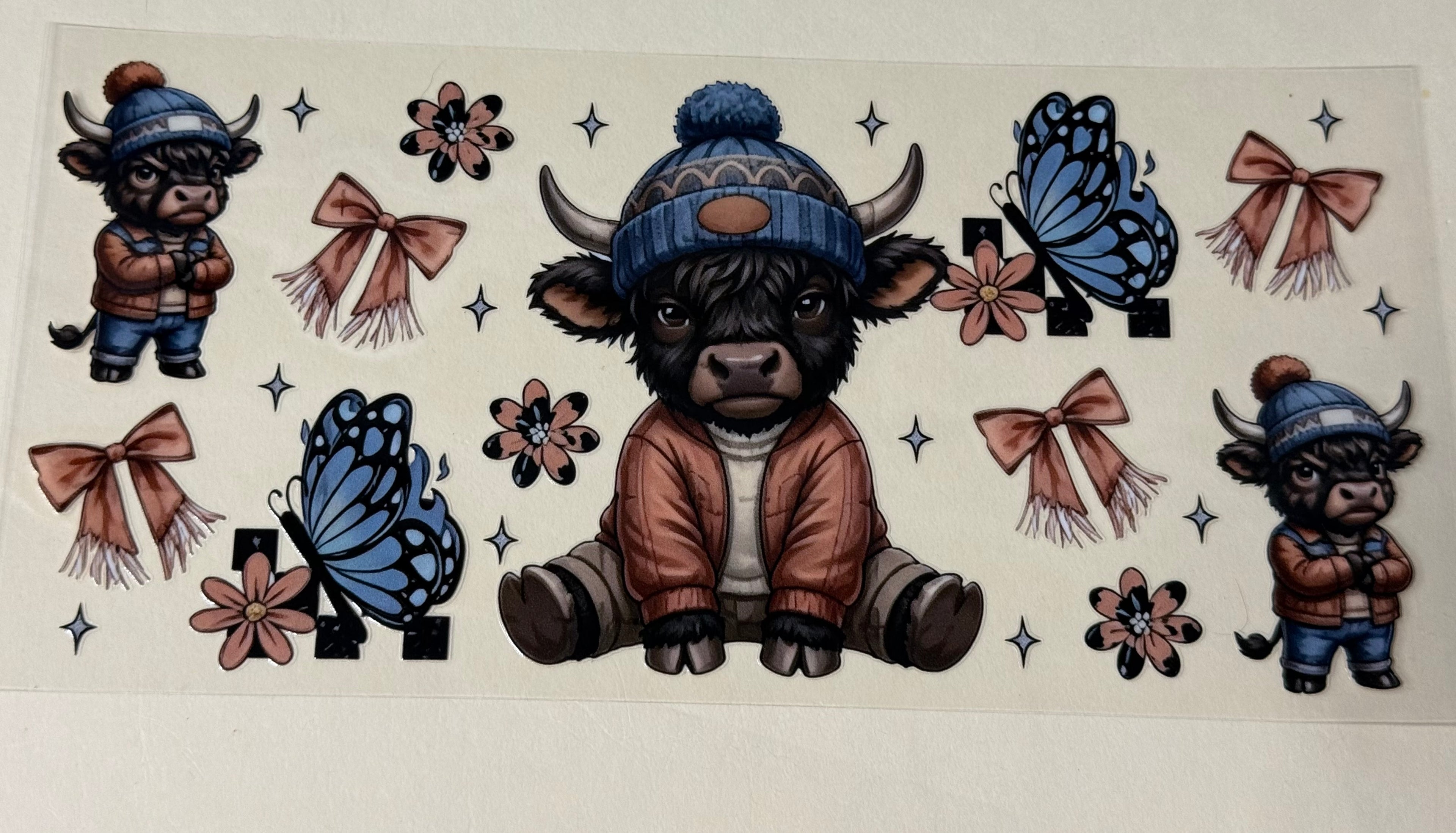 cow tan   with butterflys