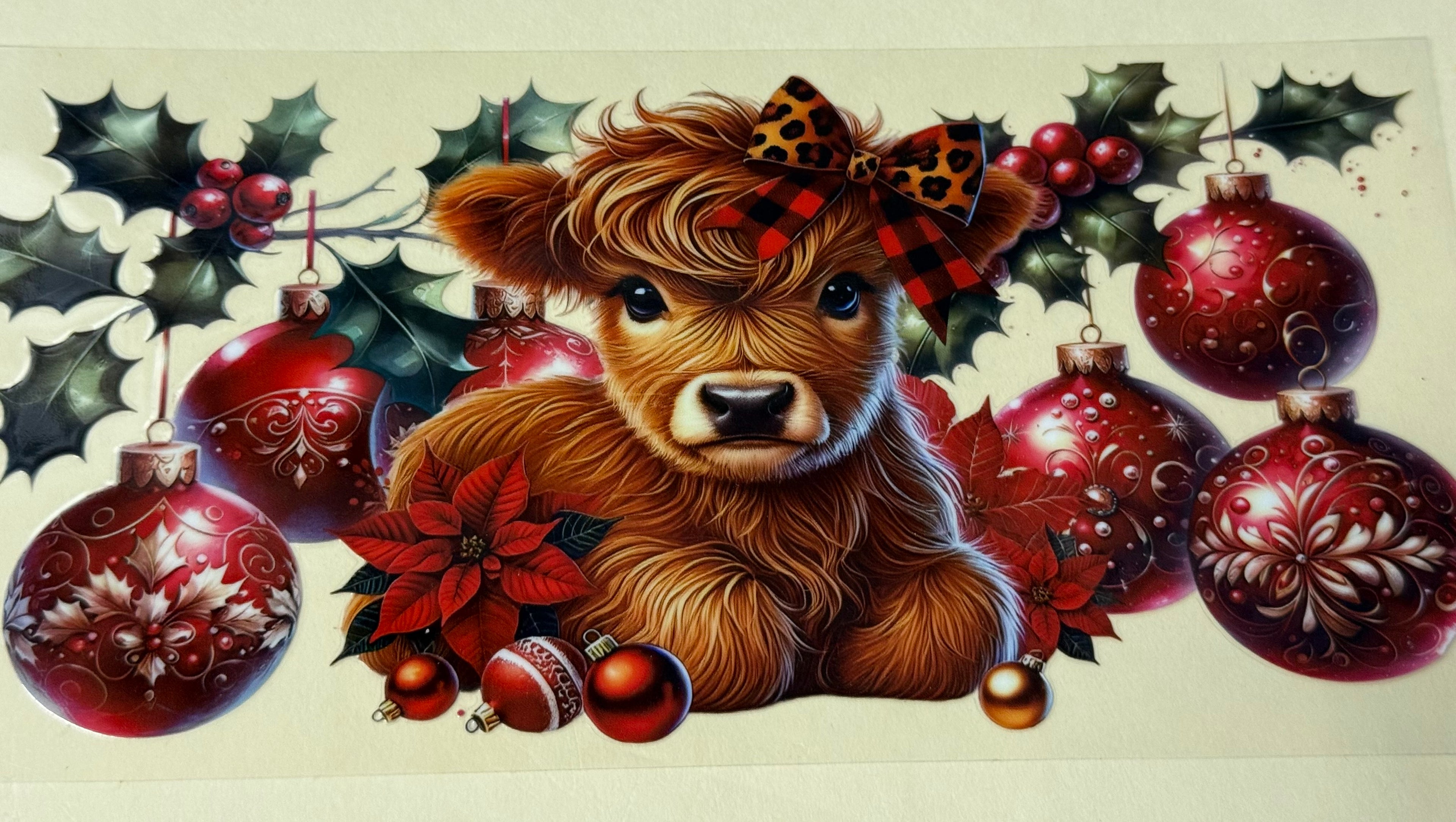 cow with Christmas ornaments
