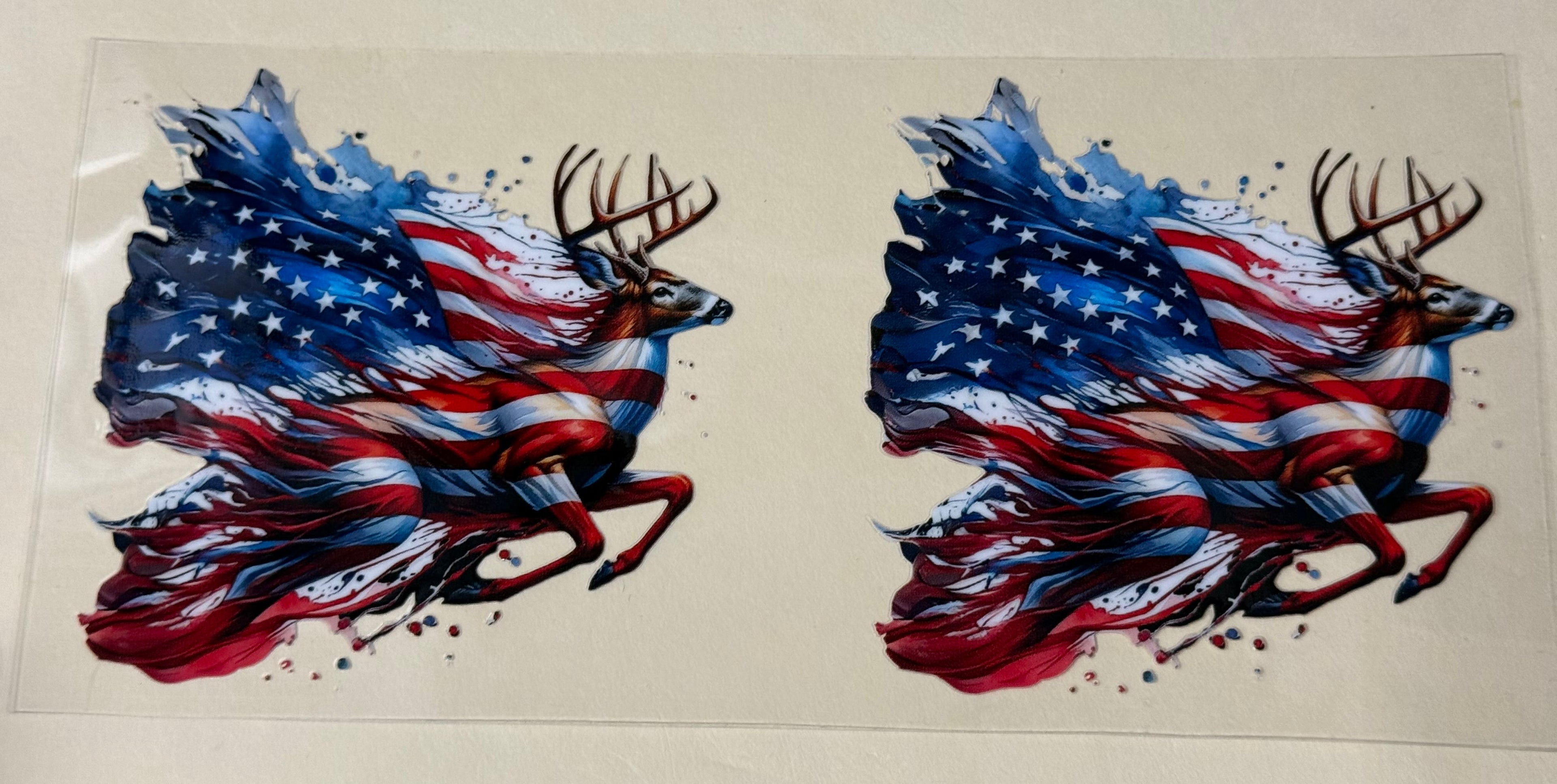 red white blue deer
