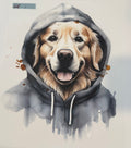 dog in a hoodie