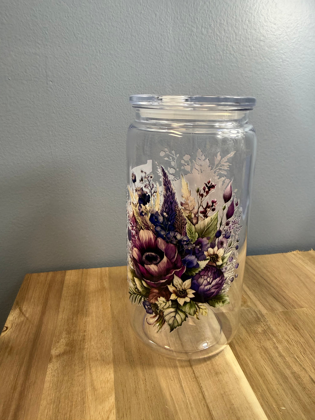 purple floral mom 16 oz