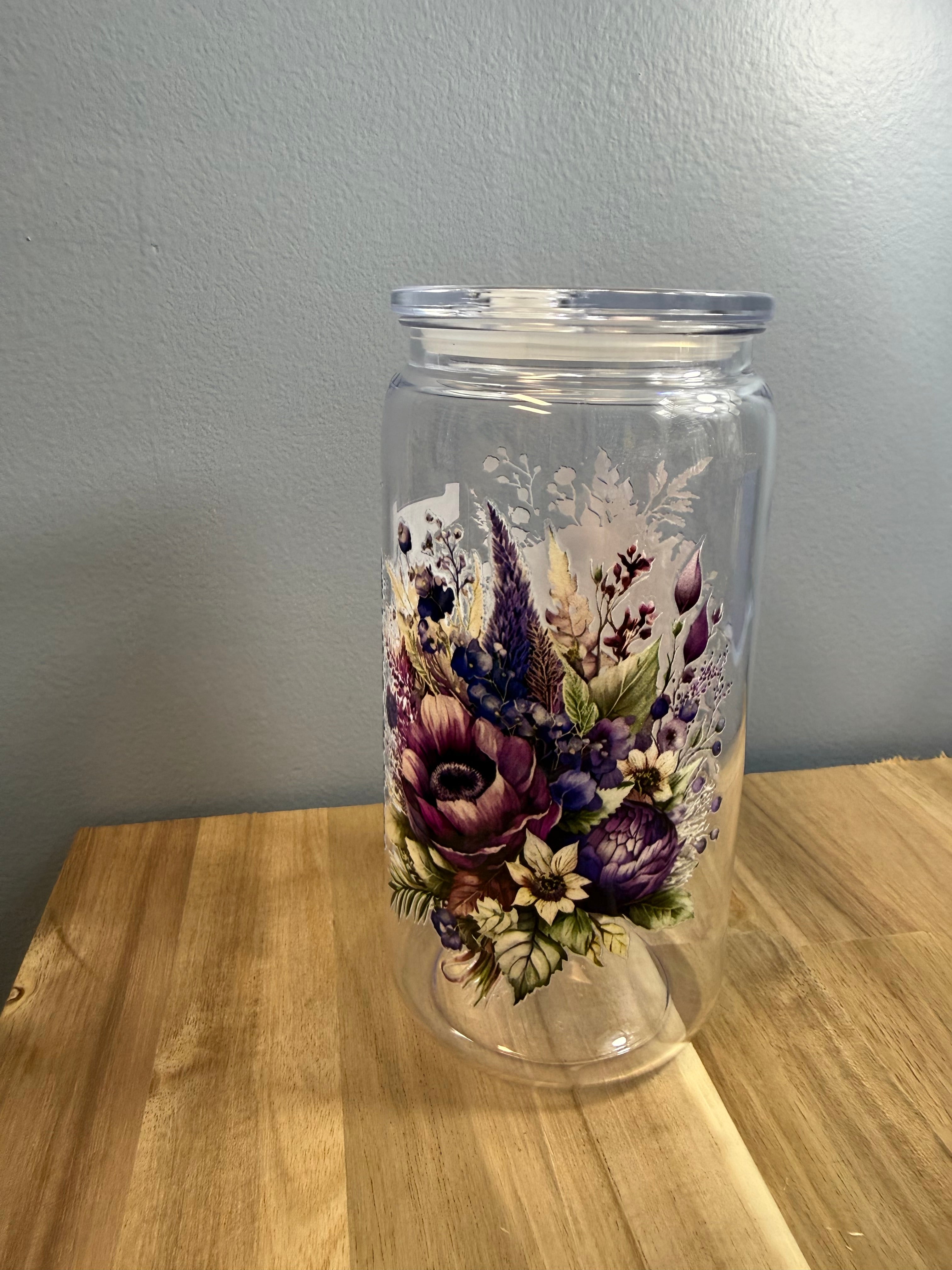 purple floral mom 16 oz