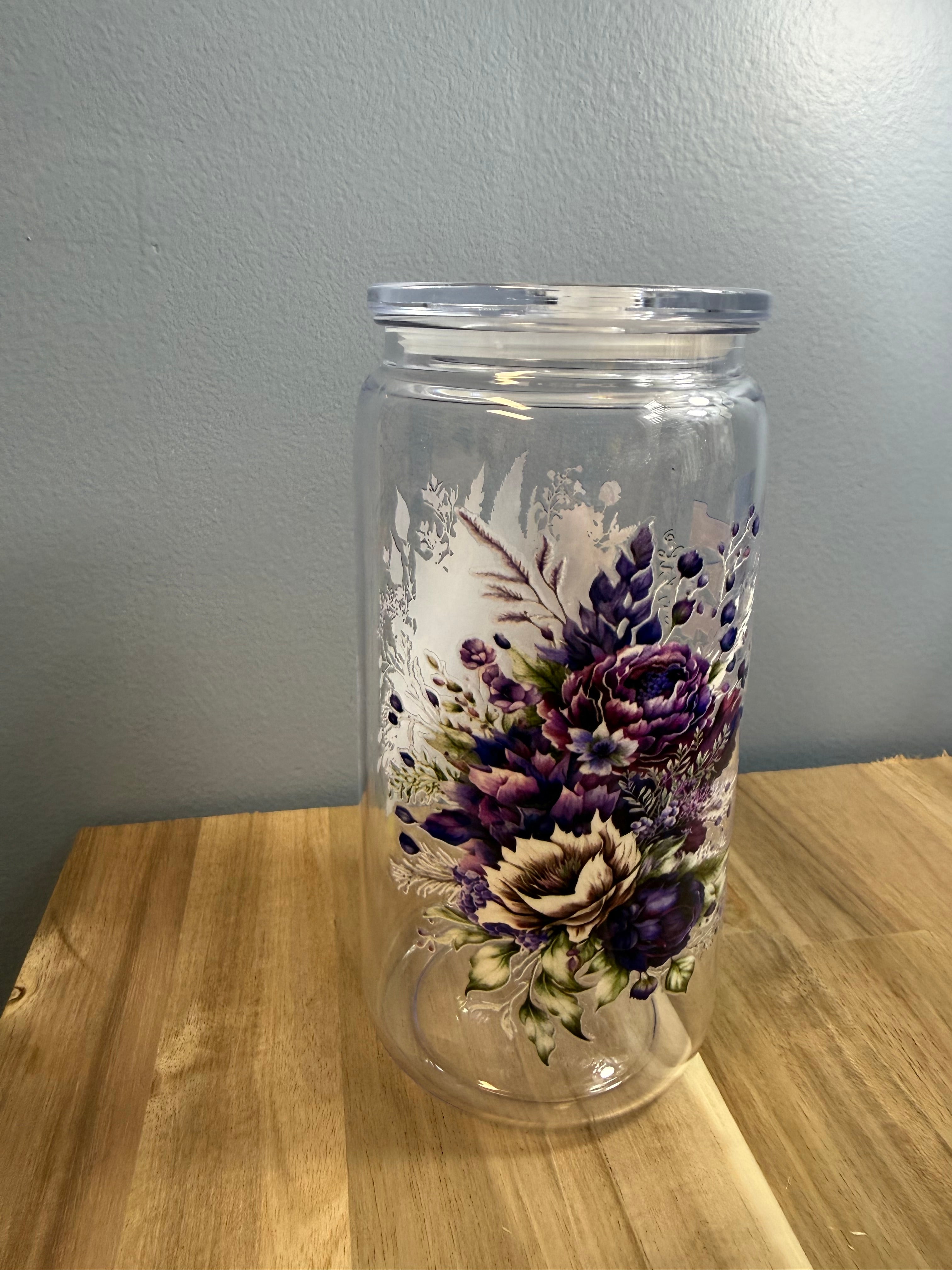 purple floral mom 16 oz