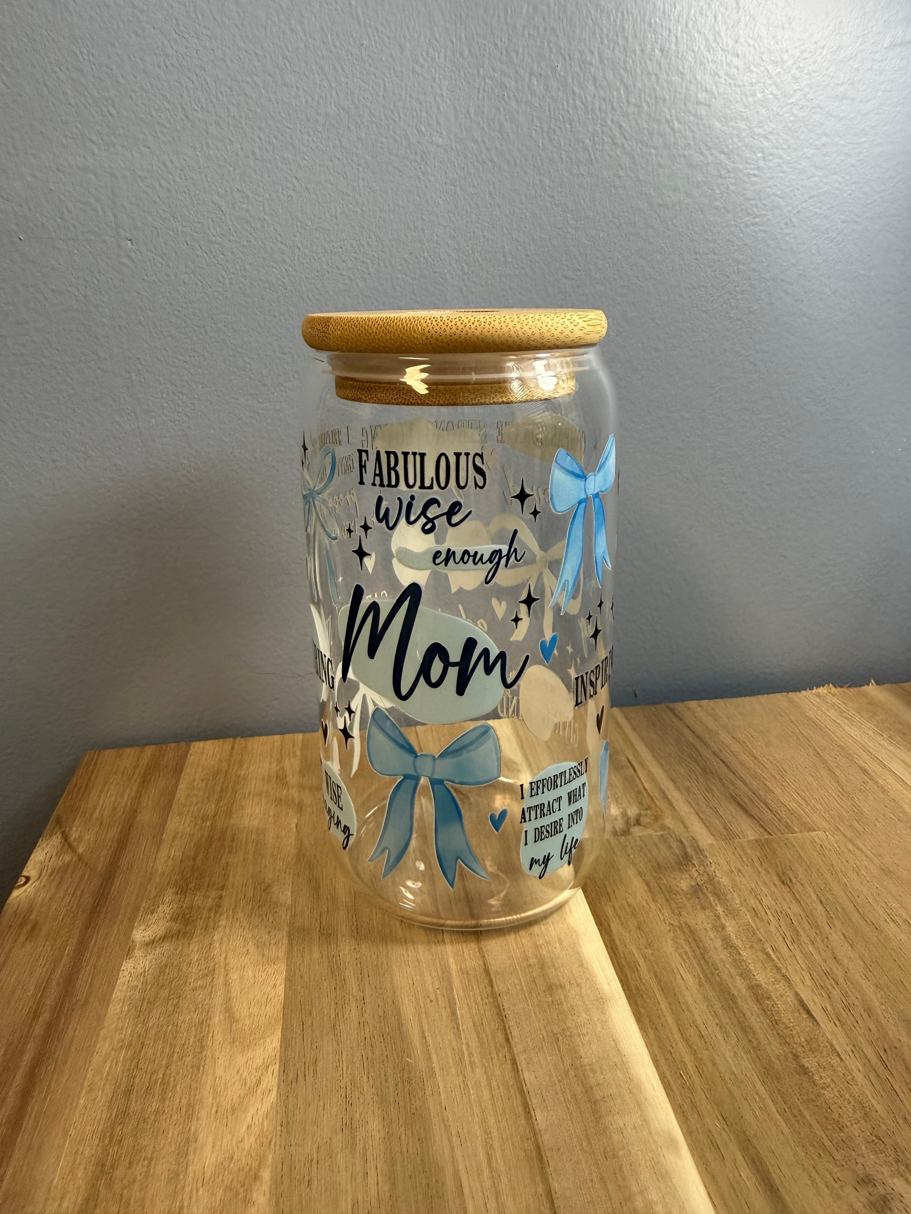 Blue mother Affirmations  Glass 16 oz