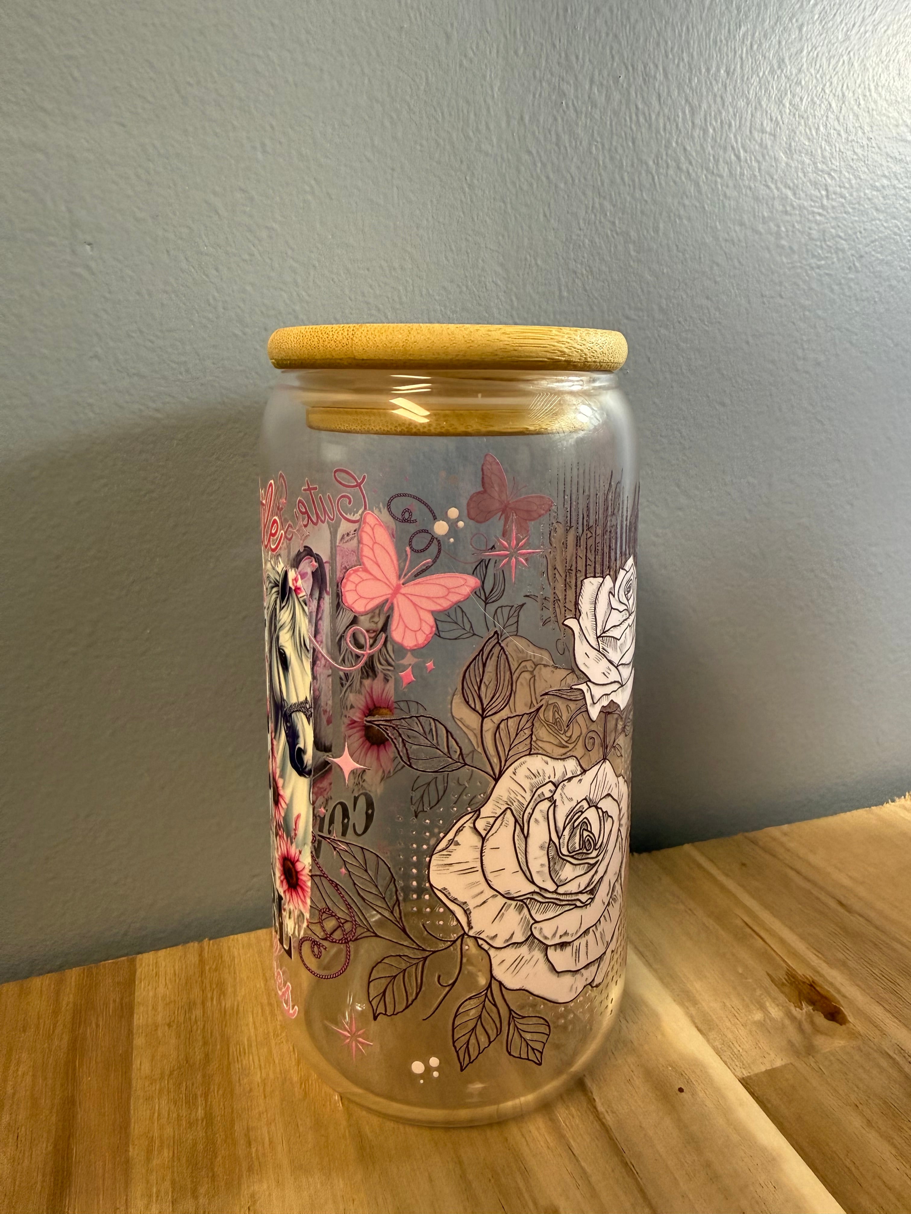 16 oz glass cute little country girl